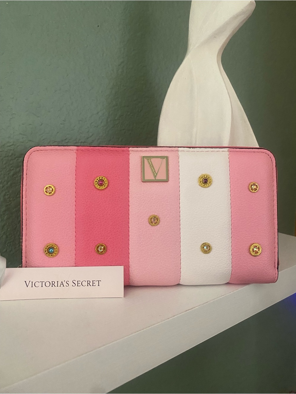 Victoria's Secret Pink & White Striped Studded Wallet